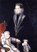 Alonso Sanchez Coello Portrait of Maria Manrique de Lara y Mendoza and her daughter oil